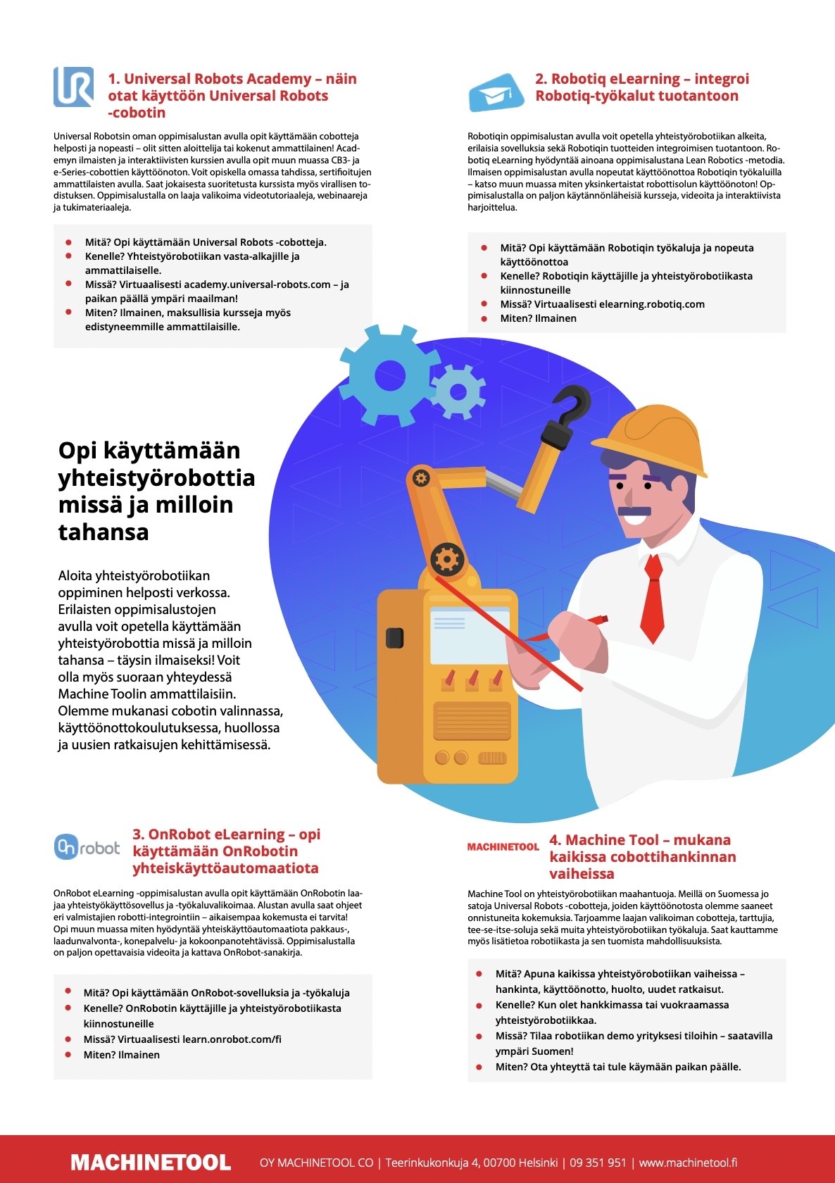 Opi käyttämään yhteistyörobottia missä ja milloin tahansa